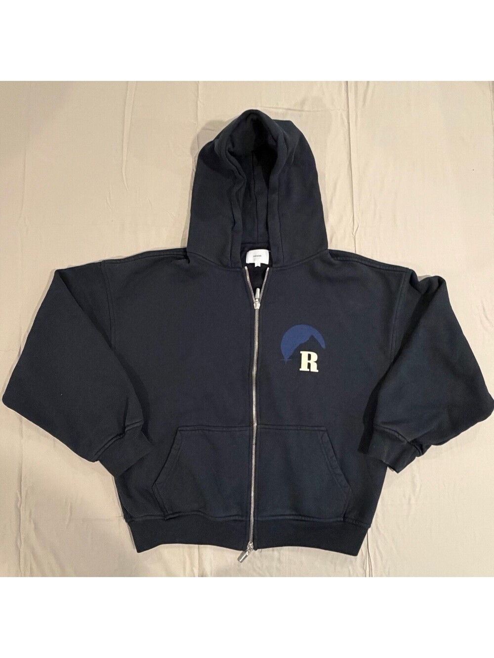 Rhude Moonlight Mountain Zip Up Hoodie Mens S Black NWT Authentic Oversized